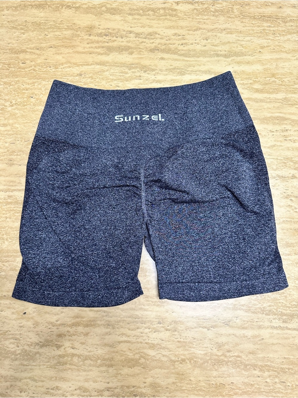 Women's High-Waist heather gray Blue Athletic Shorts scrunch bottom